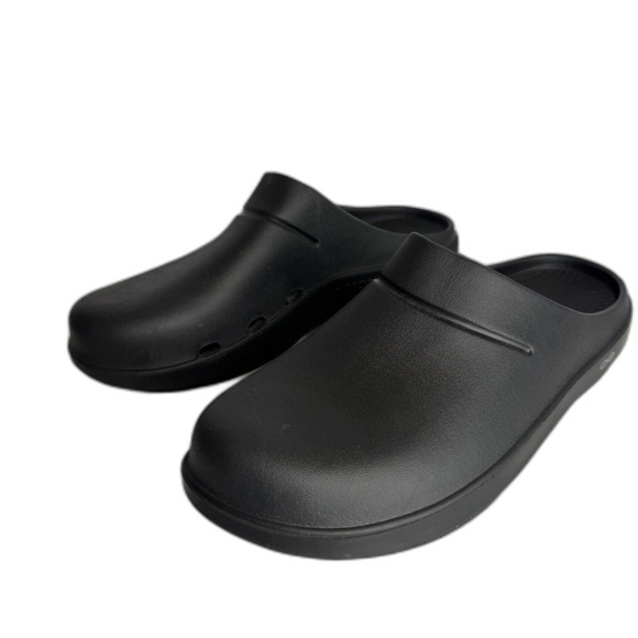 OOFOS Shoes Mens Black Recovery Clogs Slip On Foam Comfort Arch Support Cushion - Picture 2 of 9